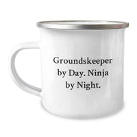 Load image into Gallery viewer, Funny groundskeeper Gifts for Men, Unique Camping Mugs with 'groundskeeper By Day. Ninja By Night.' Quote, Christmas Unique Gifts from Friends - Image 1