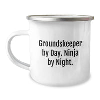 Load image into Gallery viewer, Funny groundskeeper Gifts from Family - groundskeeper By Day Ninja By Night Camping Mug for groundskeeper Men, Unique Christmas Unique Gifts for Friends, Coworkers, Family - Image 1