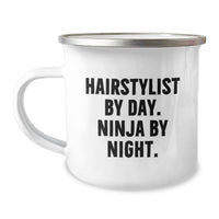 Load image into Gallery viewer, Funny Gifts from Men to Hairstylist Friends - Hairstylist By Day Ninja By Night Camping Mug, Unique Christmas Unique Gifts for Hairstylists - Image 1