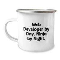 Load image into Gallery viewer, Funny Web Developer Gifts for Men, Web Developer By Day. Ninja By Night. Christmas Unique Mugs, Stainless Steel Camping Mug - Image 1