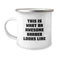 Load image into Gallery viewer, Funny Barber Gifts for Men - This Is What An Awesome Barber Looks Like - Birthday Unique Gifts from Friends - 12 oz Stainless Steel Camping Mug - Image 1