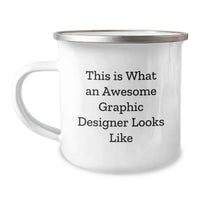 Load image into Gallery viewer, Unique Graphic Designer Birthday Unique Gifts from Friends, Funny Camping Mug Quote, Stainless Steel with Enamel Finish - Gifts for Graphic Designer - Image 1