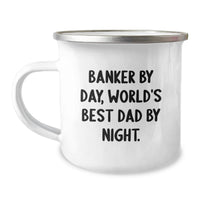 Load image into Gallery viewer, Funny Gifts for Banker Men - Banker By Day, World's Best Dad By Night Camping Mug, Christmas Unique Gifts from Family - Image 1