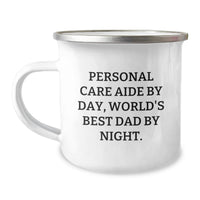Load image into Gallery viewer, Funny Personal Care Aide Gifts for Men by Dad, Christmas Unique Mugs for Friends, Camping Mug with Quote 'Personal Care Aide By Day, World's Best Dad By Night.' - Image 1