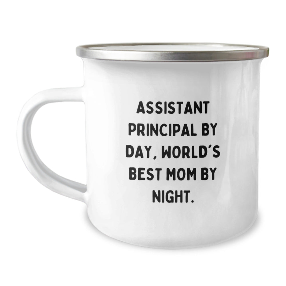 Assistant Principal Gifts - Funny Camping Mug - 'Assistant Principal By Day, World's Best Mom By Night.' - Image 1