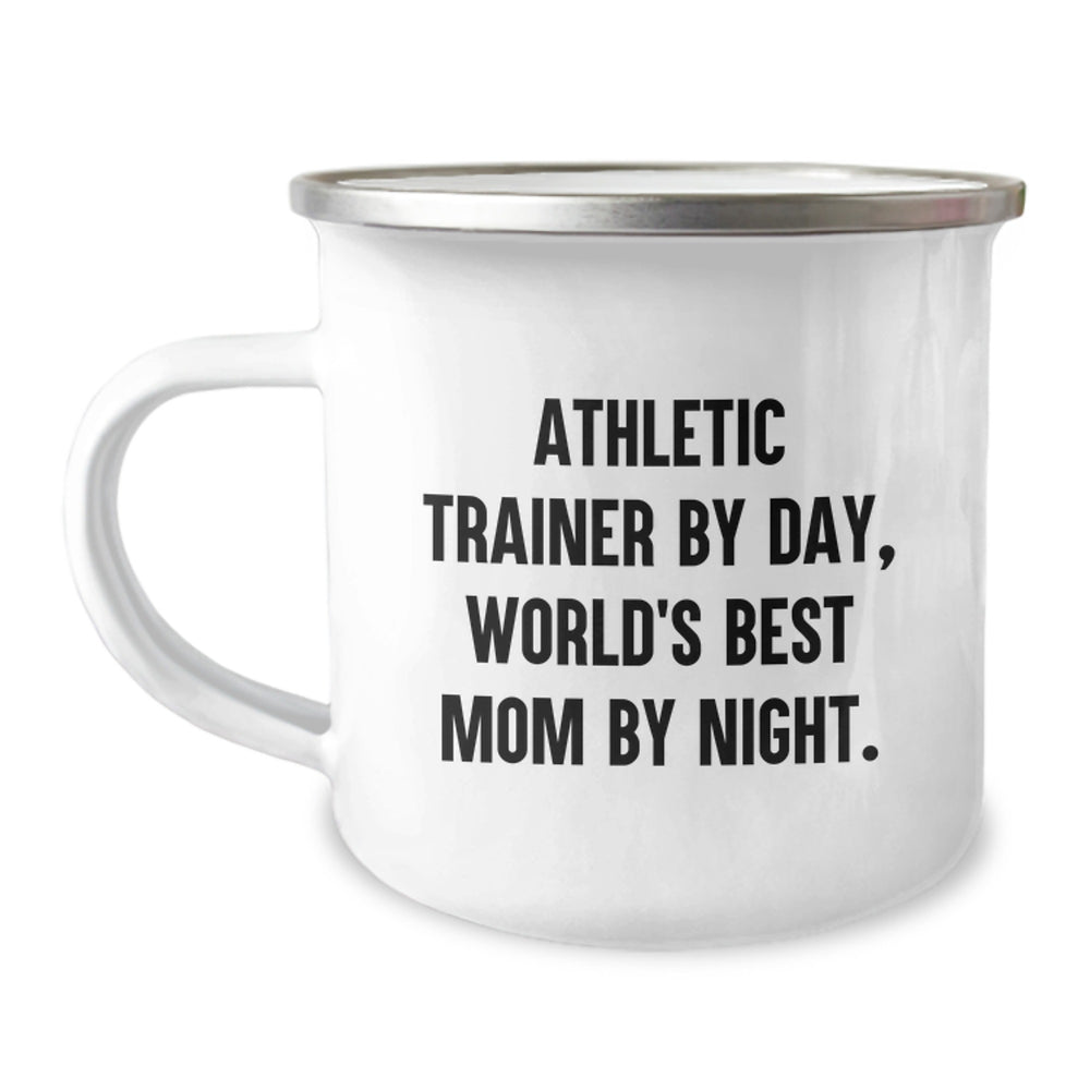 Athletic Trainer Gifts by Day, World's Best Mom by Night - Funny Camping Mug for Graduation - Image 1
