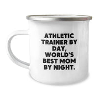 Load image into Gallery viewer, Athletic Trainer Gifts for Her, Funny Camping Mug with Quote &#39;By Day, World&#39;s Best Mom By Night.&#39;, Gifts from Family for Athletic Trainer Graduation Unique - Image 1
