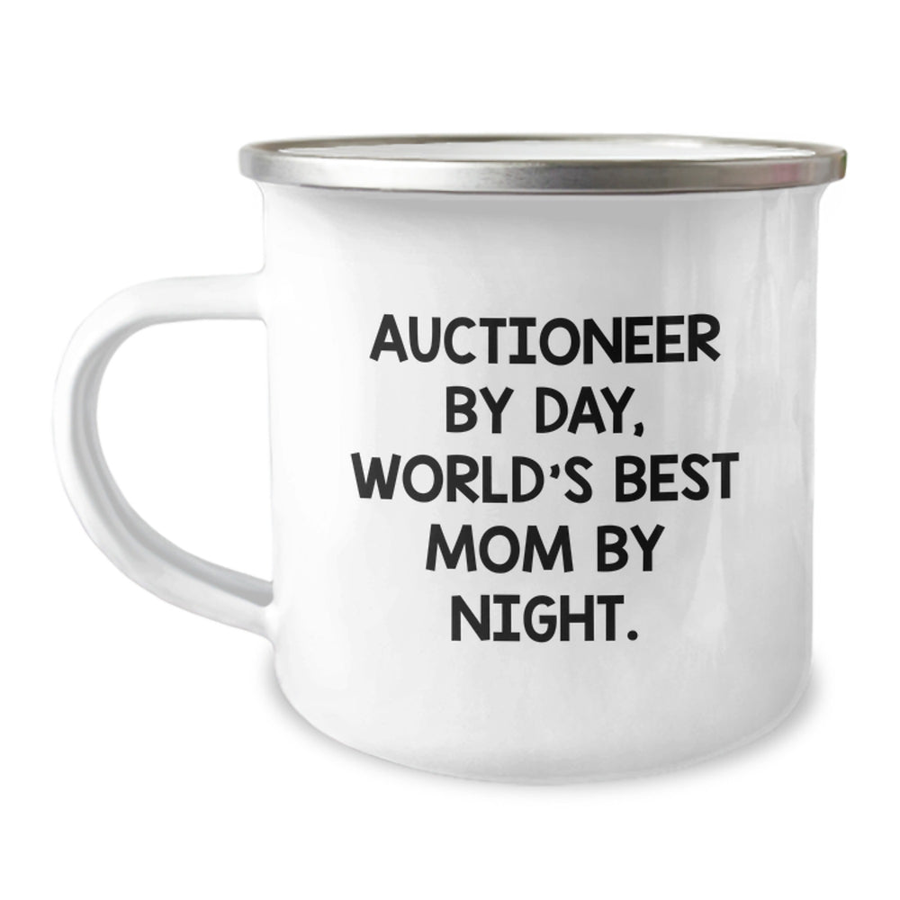 Auctioneer Gifts for Men - Camping Mug with Funny Quote, Gifts from Mom by Night, Graduation Unique Gifts - Image 1