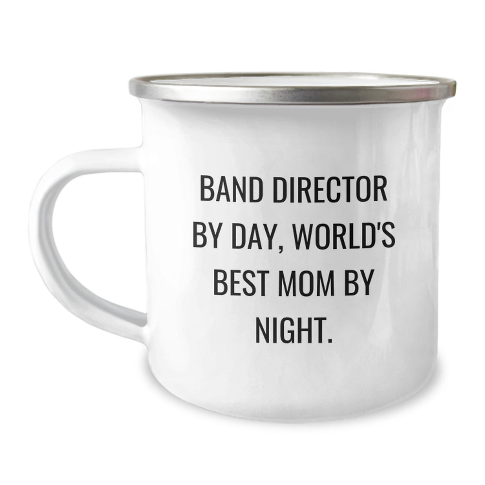 Funny Band Director Gifts from Mom - 'Band Director By Day, World's Best Mom By Night' Graduation Unique Gifts for Men Camping Mug - Image 1