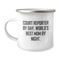 Load image into Gallery viewer, Funny Court Reporter Gifts from Mom, Christmas Unique Mugs for Court Reporters By Day, World's Best Mom By Night, Camping Mugs for Court Reporters - Image 1
