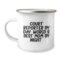 Load image into Gallery viewer, Funny Court Reporter Gifts from Mom, Unique Camping Mugs for Court Reporter Friends, World's Best Mom Quote Christmas Unique Gifts - Image 1