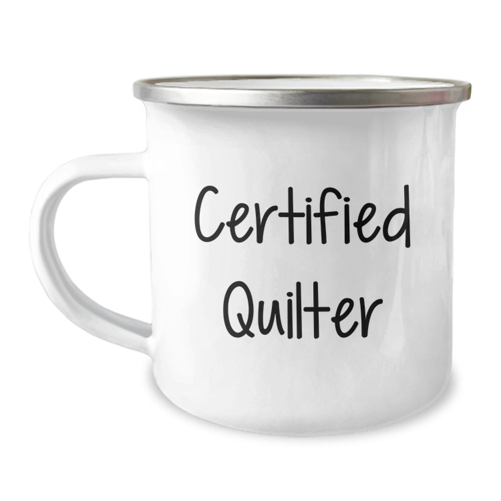 Quilter's Delight Funny Graduation Gift from Friends to Quilter - 12 oz Stainless Steel Camping Mug - Image 1