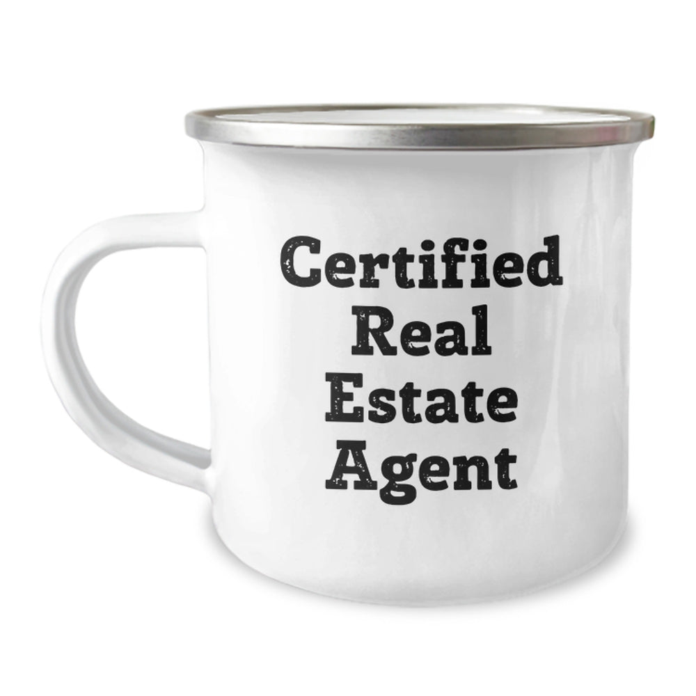 Funny Real Estate Agent Gifts from Men to Graduating Real Estate Agent, 'Congratulations on Your First Sale!' Camping Mug - Image 1