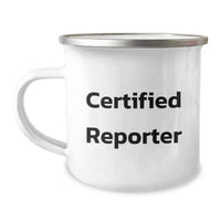 Load image into Gallery viewer, Funny Reporter Gifts for Men, Camping Mug with 'Certified Reporter' Quote, Christmas Unique Gifts from Friends to Family - Image 1