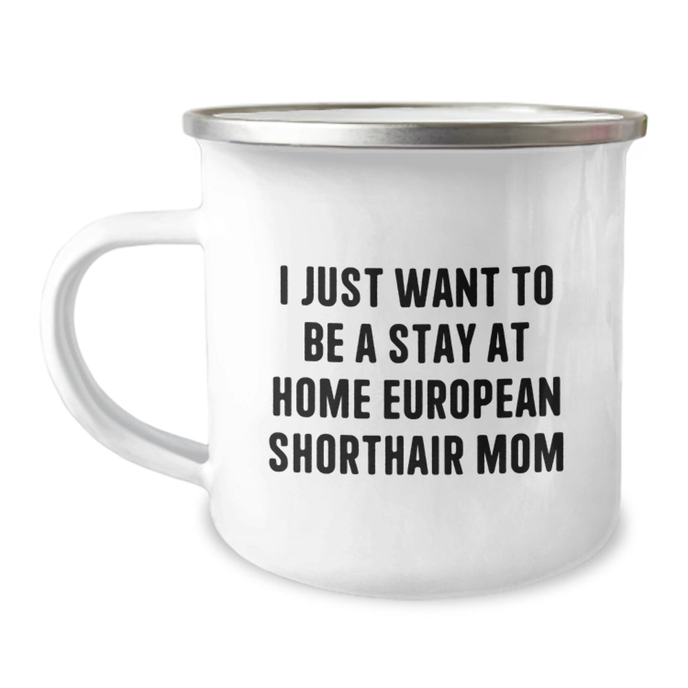 European Shorthair Cat Mom's Camping Mug, Funny Gift for Her, Birthday Unique Gifts from Friends, Gifts for European Shorthair Cat Lovers - Image 1