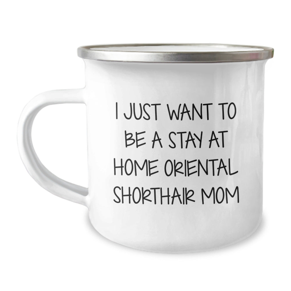 Oriental Shorthair Cat Mom Gifts from Family to Friends - I Just Want To Be A Stay At Home Mom, Funny Camping Mug for Birthday - Image 1