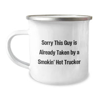 Load image into Gallery viewer, Funny Trucker Gifts from Men to Friends, Smokin' Hot Trucker Quote Camping Mug for Women, Unique Christmas Unique Gifts for Truckers - Image 1
