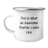 Load image into Gallery viewer, Funny Drafter Gifts from Men to Awesome Drafters, Commemorate Graduation with This Is What An Awesome Drafter Looks Like, Camping Mug, 12 oz Stainless Steel Enamel Finish - Image 1
