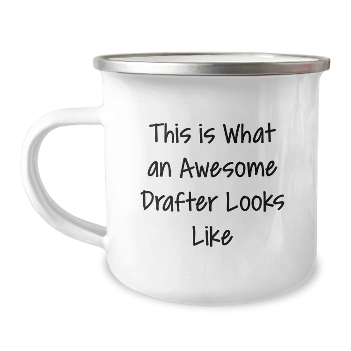 Funny Drafter Gifts from Men to Awesome Drafters, Commemorate Graduation with This Is What An Awesome Drafter Looks Like, Camping Mug, 12 oz Stainless Steel Enamel Finish - Image 1