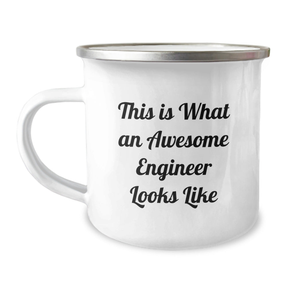 Inspirational Engineer Gifts from Friends for Men Graduation Unique Camping Mug, 'This Is What An Awesome Engineer Looks Like' Funny Quote, 12 oz Stainless Steel - Image 1