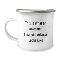 Load image into Gallery viewer, Funny Financial Advisor Gifts from Friends to Awesome Graduates, This Is What An Awesome Financial Advisor Looks Like, Enamel Camping Mug - Image 1
