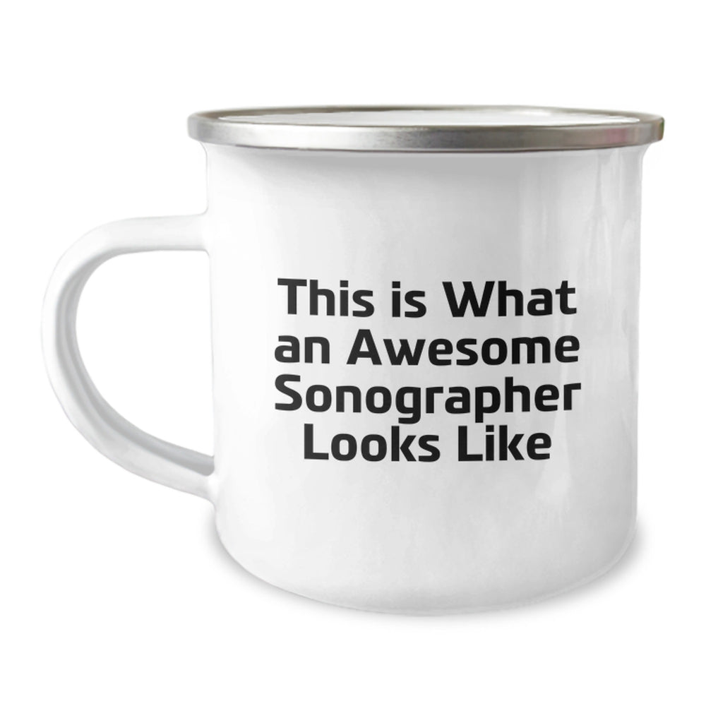 Funny Sonographer Gifts from Friends, Awesome Birthday Unique Gifts for Sonographer, Camping Mug Quote, 'This Is What An Awesome Sonographer Looks Like' - Image 1