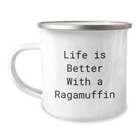 Load image into Gallery viewer, Funny Ragamuffin Cat Camping Mug Gifts from Men to Women, Birthday Unique Gifts for Friends and Family, Life Is Better With A Ragamuffin Cat Lover - Image 1