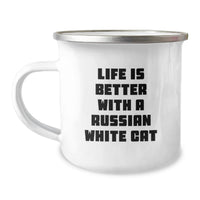 Load image into Gallery viewer, Russian White Cat Camping Mug - Funny Quote Gift for Friends and Family - Life Is Better With A Russian White Cat - Men and Women Gifts for Birthday - Image 1