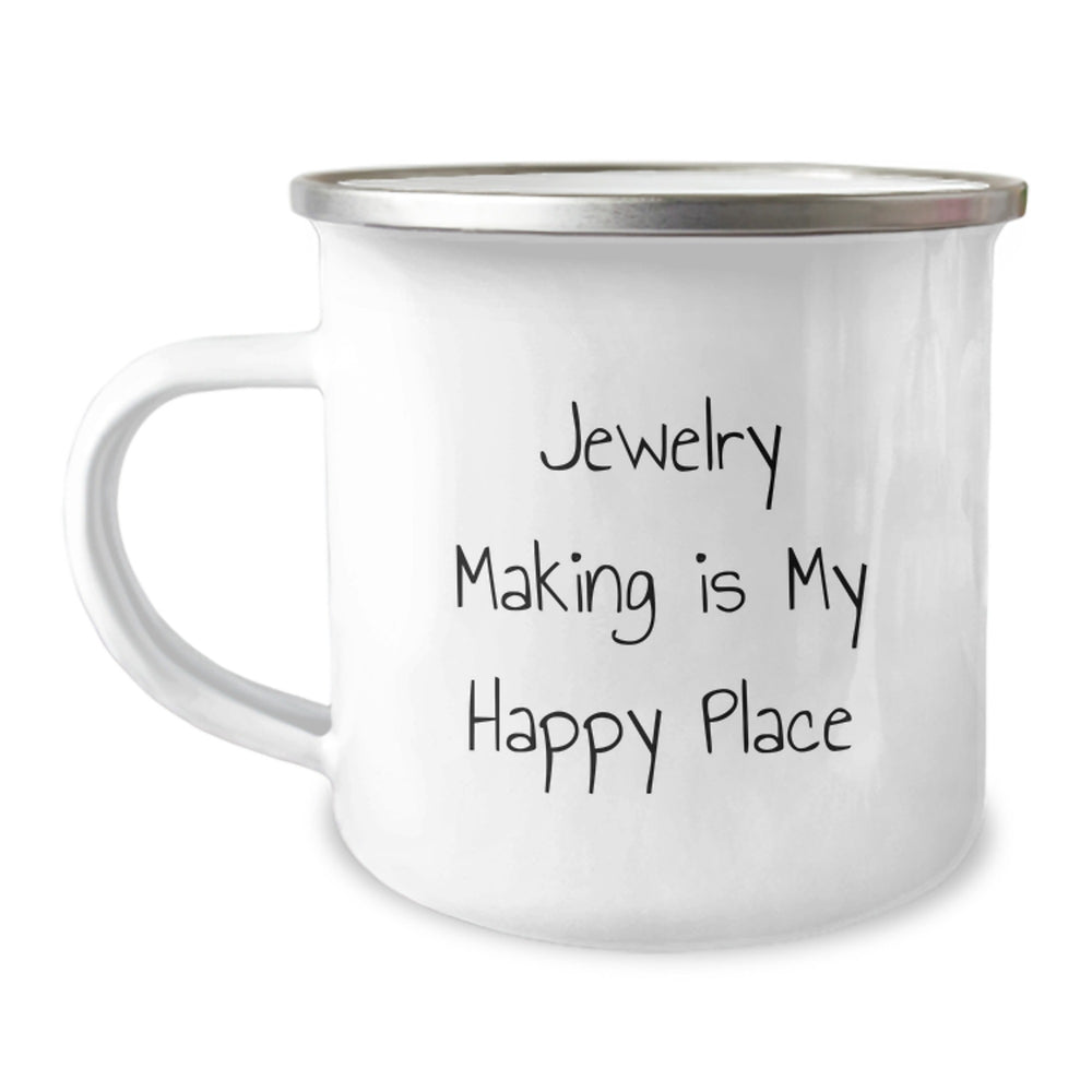 Jewelry Making Gifts for Her, Funny Camping Mug for Graduation, Gifts from Friends - 'Jewelry Making Is My Happy Place' Quote - Image 1