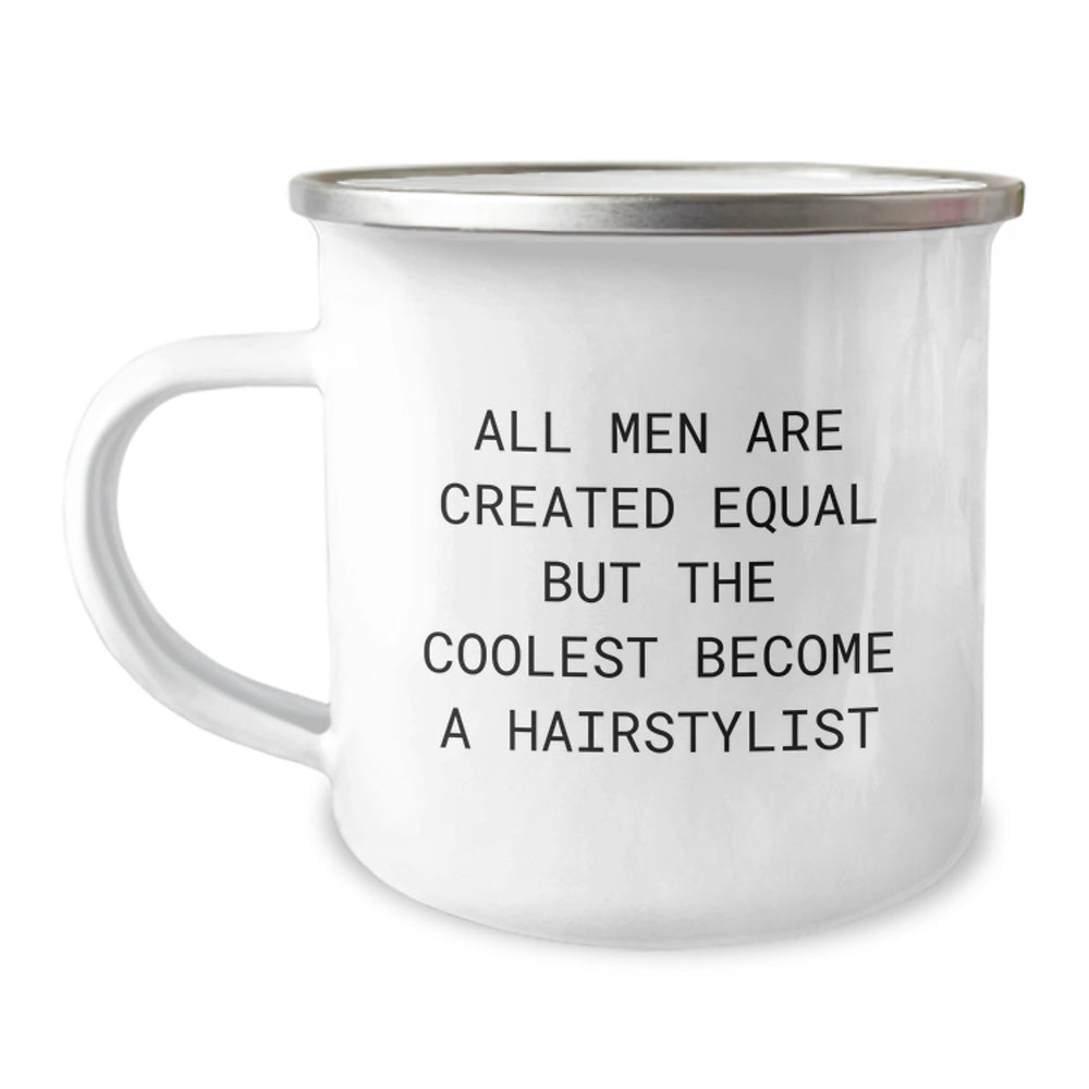 Unique Hairstylist Gifts from Friends for Birthday, Funny Camping Mug with Inspirational Quote - Image 1
