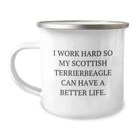 Load image into Gallery viewer, Funny Scottish Terrier Dog Gifts from Friends for Birthday - &#39;I Work Hard So My... Can Have A Better Life.&#39; Camping Mug - Image 1
