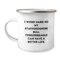 Load image into Gallery viewer, Inspirational Staffordshire Bull Terrier Dog Gifts, Funny Quote Camping Mug, Gifts from Men to Staffordshire Bull Terrier Dog Owners, Birthday Unique Gifts for Them - Image 1
