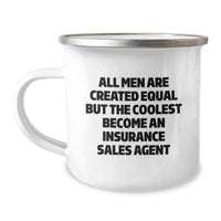 Load image into Gallery viewer, Funny Insurance Sales Agent Gifts from Men - All Men Are Created Equal But The Coolest Become An Insurance Sales Agent, Camping Mug for Graduation - Image 1

