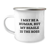 Load image into Gallery viewer, Personalized Funny Beagle Dog Gifts for Men, Women, Friends, Family - 'I May Be A Human, But My Beagle Is The Boss' Birthday Unique Camping Mug, Gifts from Family, Friends, Coworkers - Image 1
