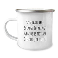 Load image into Gallery viewer, Sonographer Gifts from Friends - &#39;Freaking&#39; genius Mug for Birthday, Perfect for Camping - 12 oz Stainless Steel with Enamel Finish - Image 1

