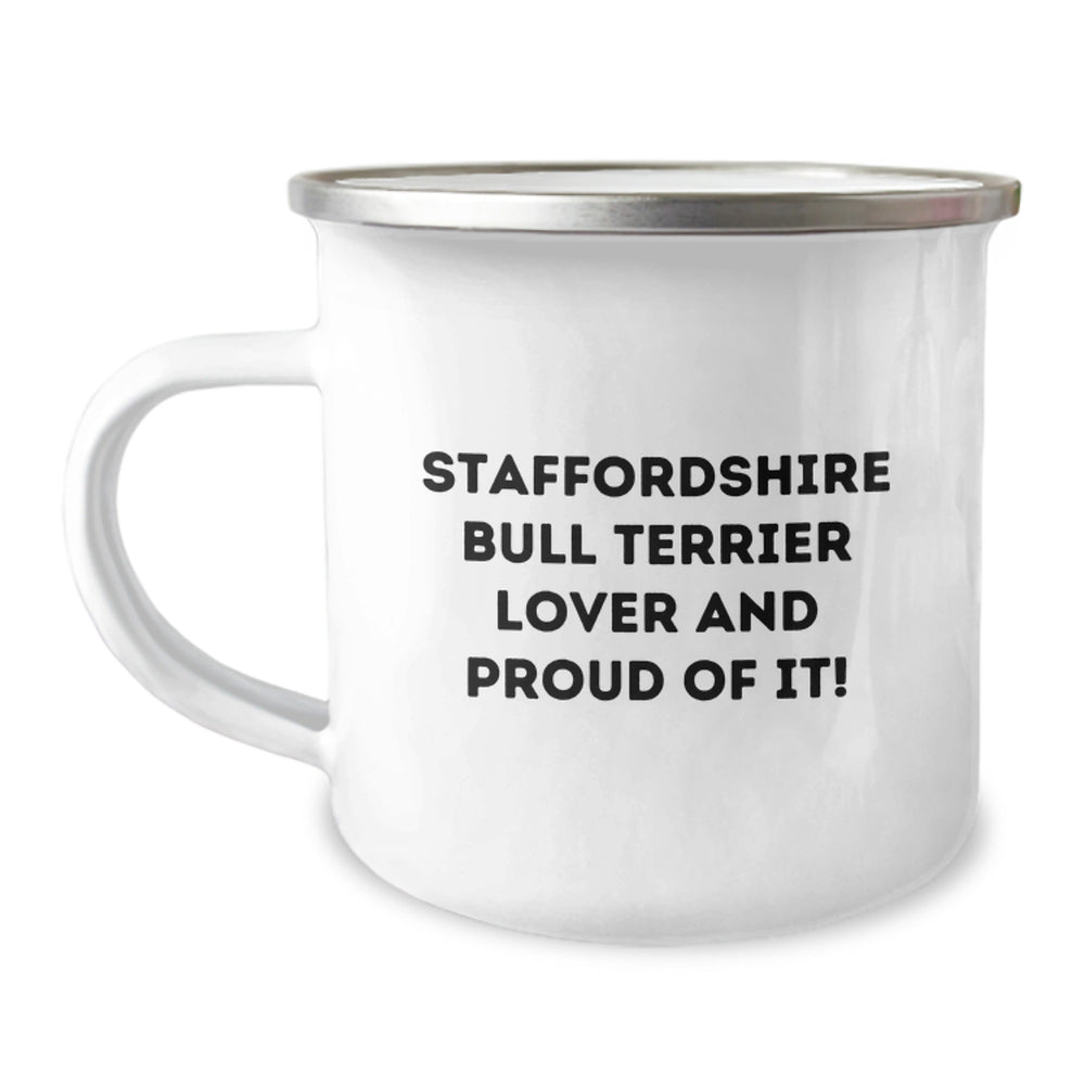 Staffordshire Bull Terrier Dog Lover Gifts from Friends, Funny Camping Mug for Birthday - Image 1
