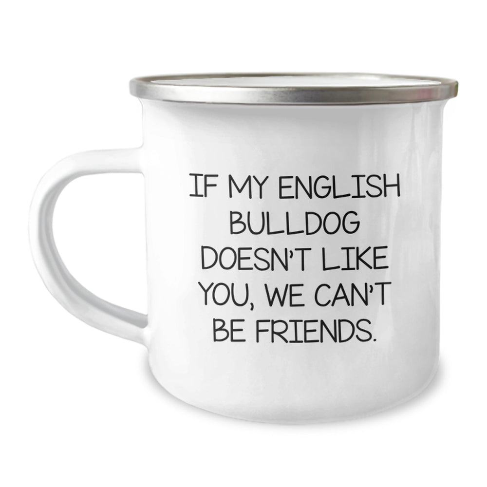 English Bulldog Gifts: Funny Camping Mugs for English Bulldog Lovers, Gifts from Friends for Birthday Celebrations - Image 1