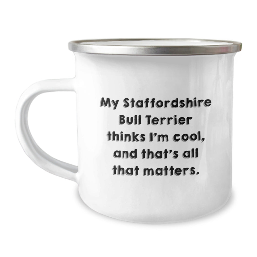 Staffordshire Bull Terrier Dog Lovers Funny Birthday Unique Gifts from Family - Camping Mug - Image 1