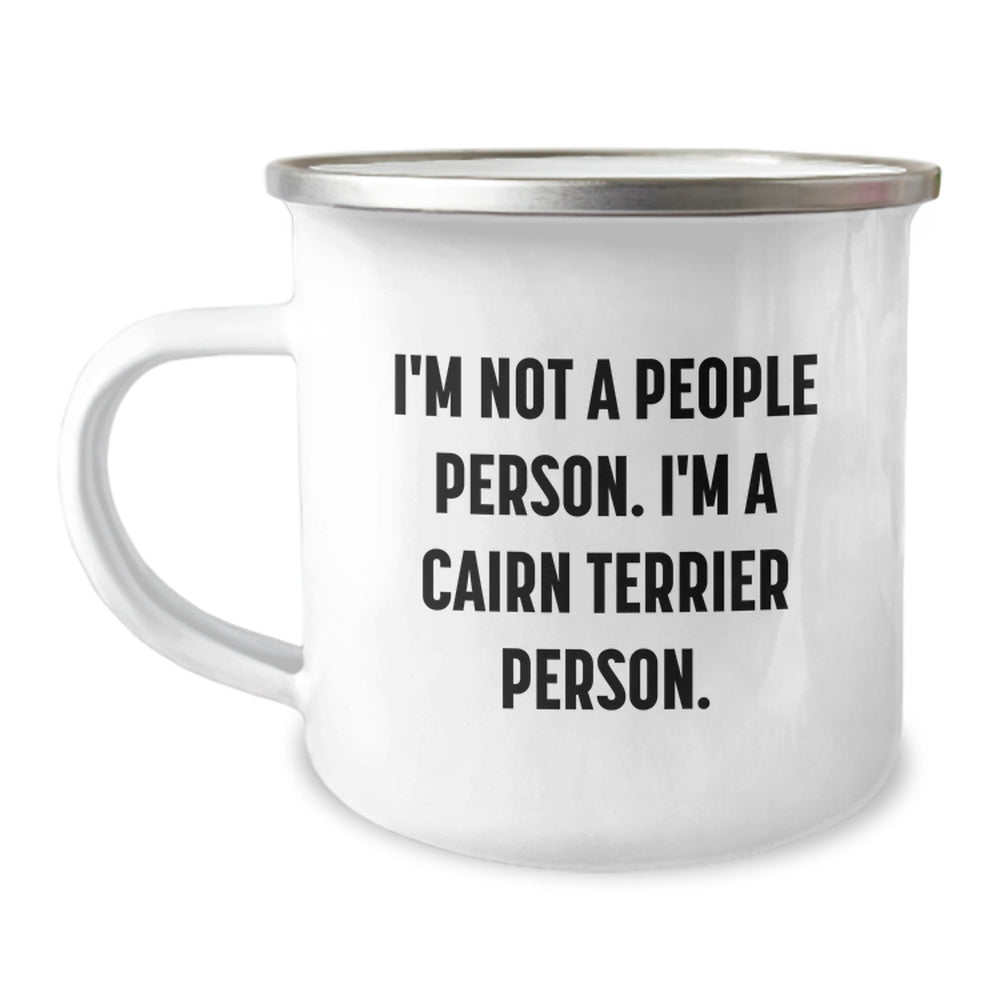 Cairn Terrier Dog Lovers Funny Gifts from Friends for Birthday, 'I'm Not A People Person. I'm A Cairn Terrier Person.' Camping Mug - Image 1