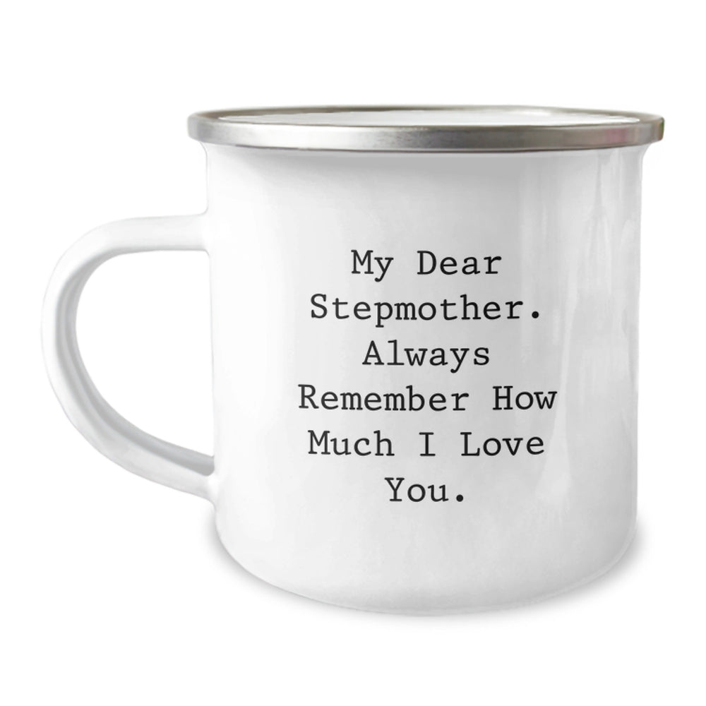Funny Stepmother Gifts for Mom - My Dear Stepmother Always Remember How Much I Love You Christmas Mug, Perfect for Camping Trips and Coffee Lovers, Enamel Finish Stainless Steel - Image 1