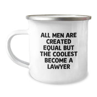 Load image into Gallery viewer, Funny Lawyer Gifts for Him Birthday Camping Mug &#39;All Men Are Created Equal But The Coolest Become A Lawyer&#39; from Friends - Image 1
