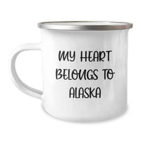 Load image into Gallery viewer, Alaska Camping Mug, Funny 'My Heart Belongs To Alaska' Quote Gifts for Friends from Family - Image 1