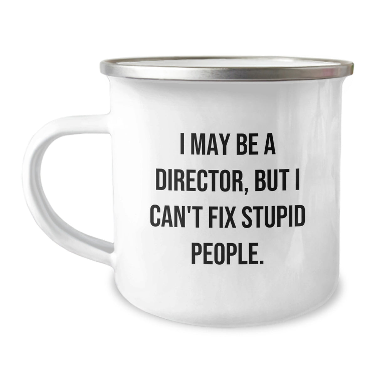 Funny Director Camping Mug, Gifts from Friends, Unique Christmas Unique Gifts for Director, 'I May Be A Director, But I Can't Fix Stupid People.' - Image 1