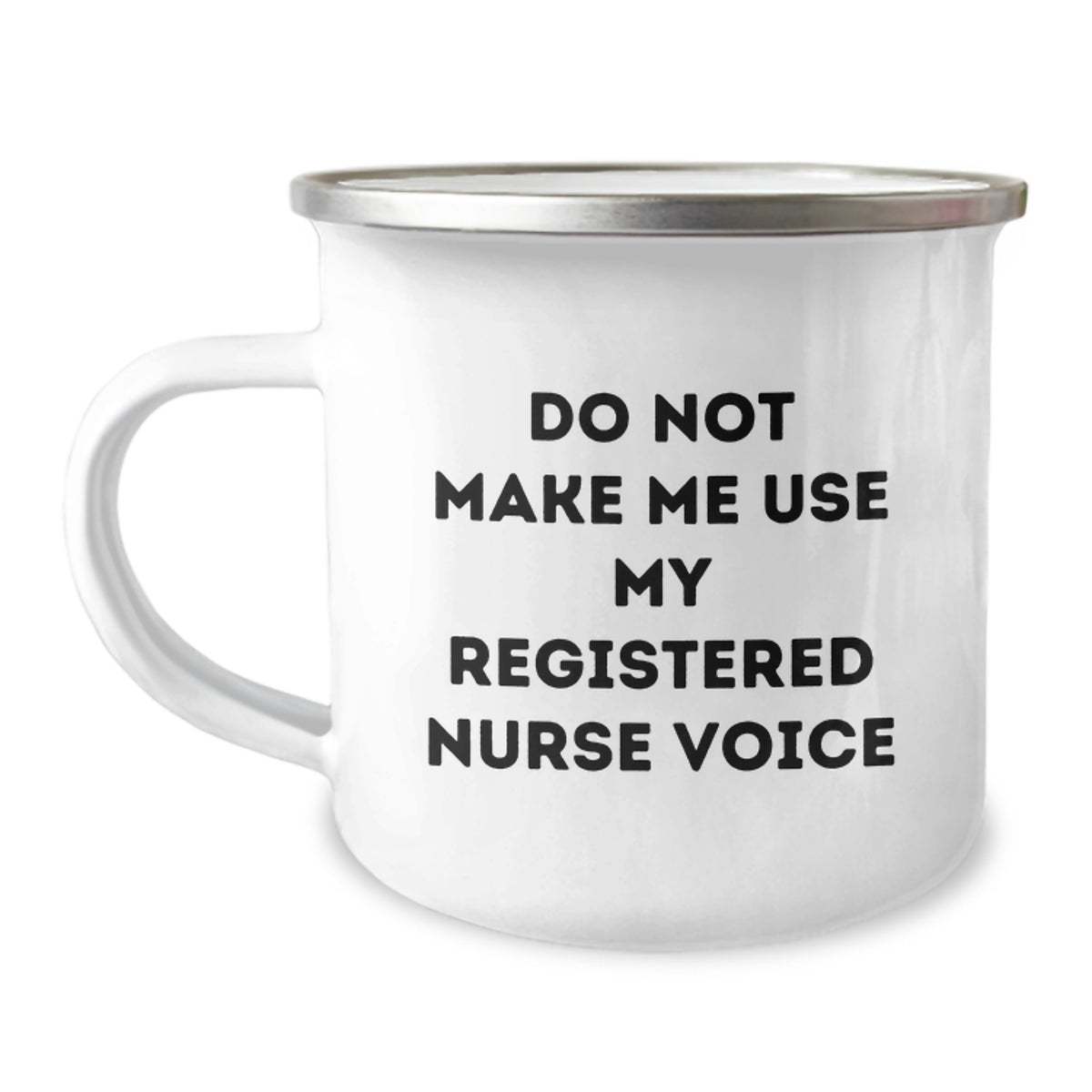 Gifts from Friends for the Holidays, Funny Registered Nurse Camping Mug, Do Not Make Me Use My Registered Nurse Voice, Holiday Cheer for Nurses - Image 1