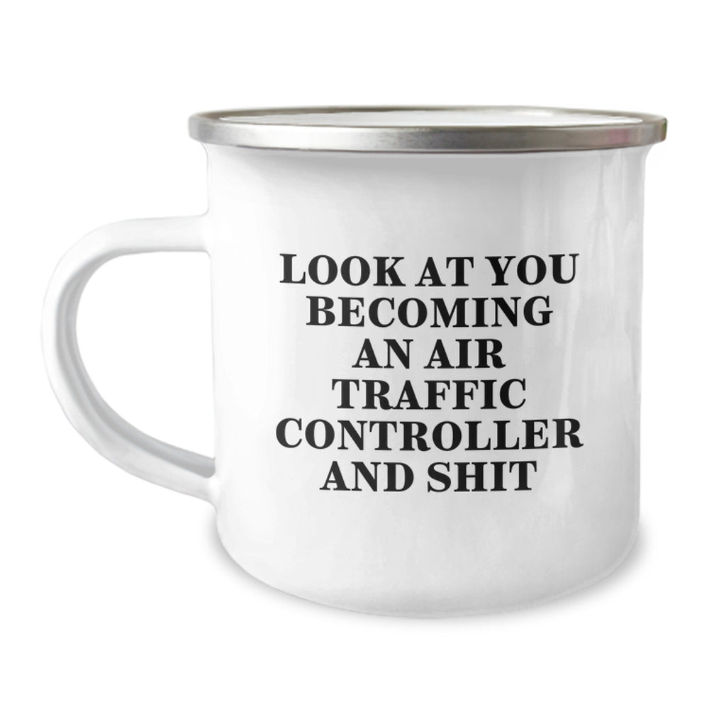 Funny Air Traffic Controller Gifts for Him - 'Look At You' Christmas Unique Presents from Friends to Family - 12 oz Stainless Steel Camping Mug - Image 1