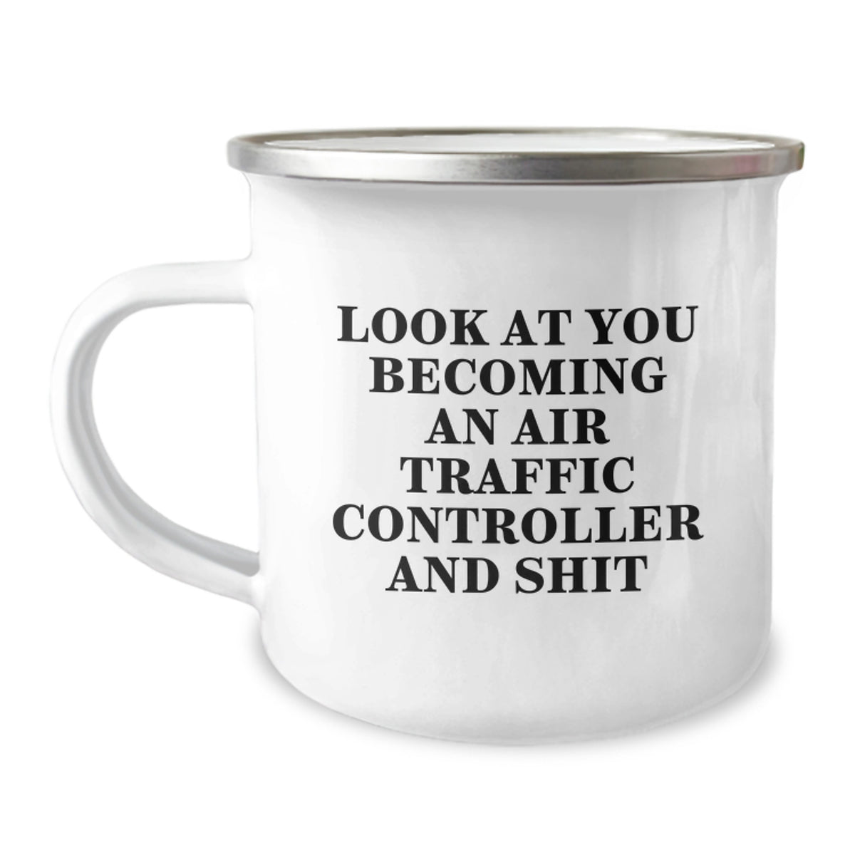 Funny Air Traffic Controller Gifts for Him - 'Look At You' Christmas Unique Presents from Friends to Family - 12 oz Stainless Steel Camping Mug - Image 1