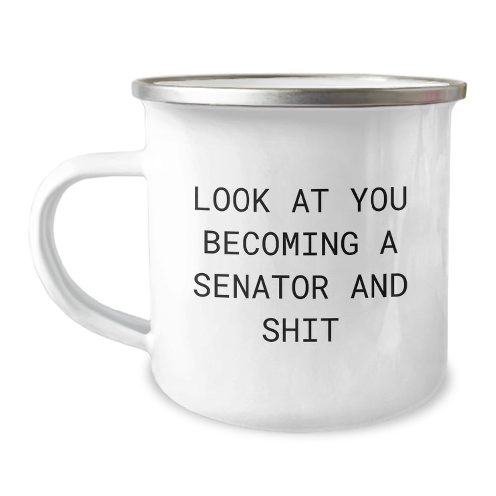 Funny Quote Senator Gifts for Men, 12 oz Stainless Steel Camping Mug, Perfect for Senator Friends Family Christmas Unique Gifts from Men - Image 1