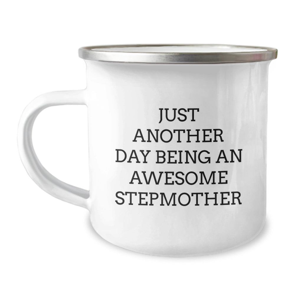 Funny Stepmom Gifts for Her - 'Just Another Day Being An Awesome Stepmother' Camping Mug for Wife, Daughter, Sister, Family, Friends - Image 1