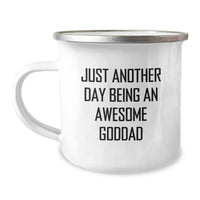Load image into Gallery viewer, Funny Goddad Gifts, Camping Mug for Him, Christmas Unique Presents, &#39;Just Another Day Being An Awesome Goddad&#39; Quote, Gifts from Dad to Son - Image 1

