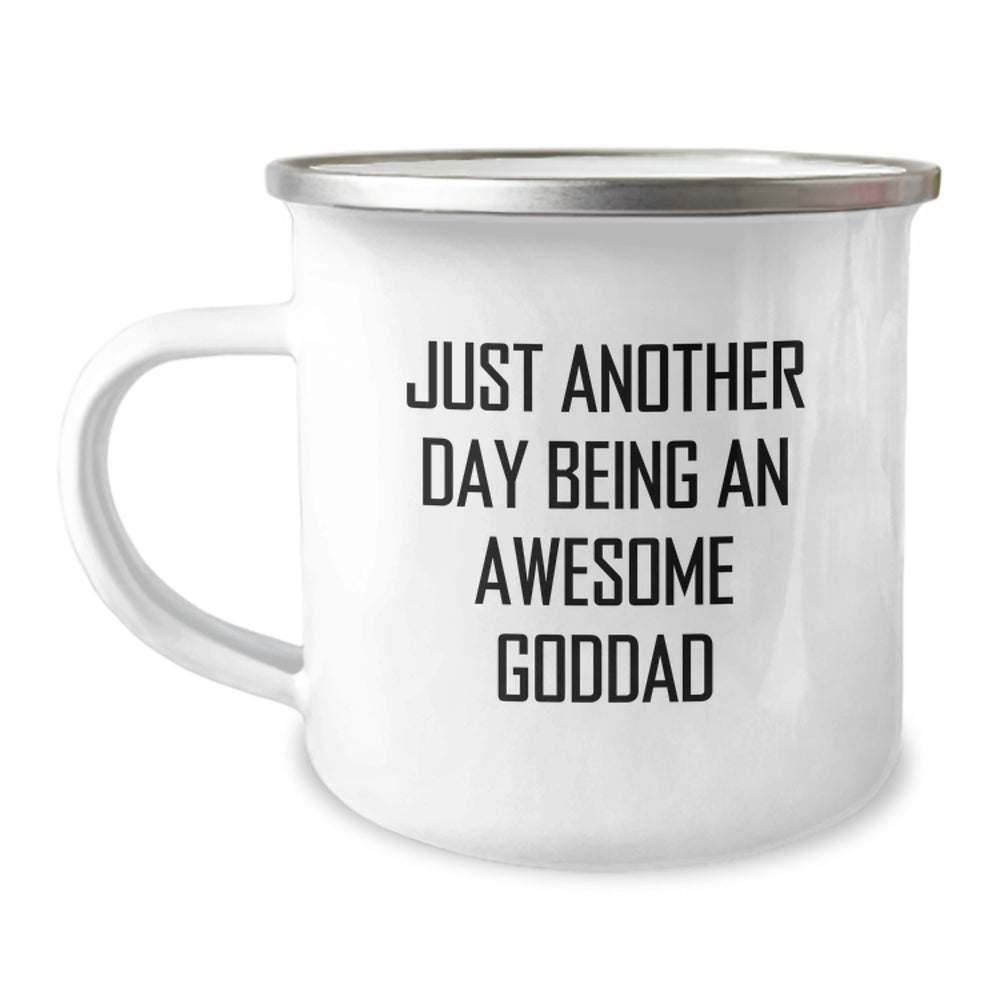 Funny Goddad Gifts, Camping Mug for Him, Christmas Unique Presents, 'Just Another Day Being An Awesome Goddad' Quote, Gifts from Dad to Son - Image 1